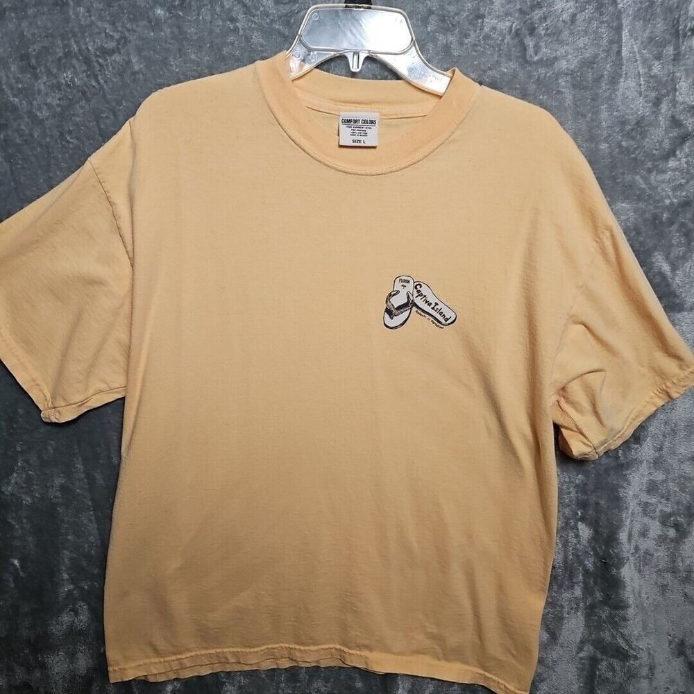Comfort Colors Adult Captiva Island Yellow Tshirt Sz Lg vacation beach